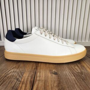 Clae Bradley Mens Size 11.5 Navy White Vegan Leather Court Trainers Tennis Shoes